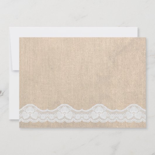 White Lace & Burlap Vrijgezellenfeest Party Invite Kaart (Achterkant)