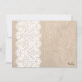 White Lace & Burlap Vrijgezellenfeest Party Invite Kaart (Achterkant)