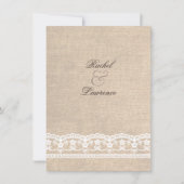  White Lace & Burlap Wedding Invitation Kaart (Voorkant)