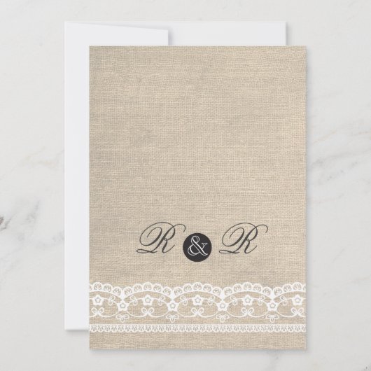  White Lace & Burlap Wedding Invitation Kaart (Achterkant)