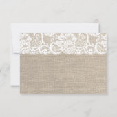White Lace & Burlap Wedding Save the Date (Achterkant)
