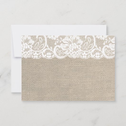 White Lace & Burlap Wedding Save the Date (Achterkant)