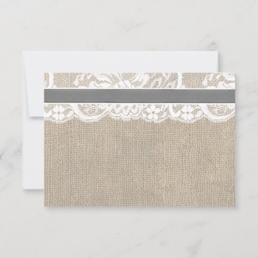 White Lace & Burlap Wedding Save the Date (Achterkant)
