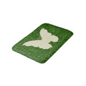 White Lace Butterfly on Green Glitter Bath Mat (Gekanteld)