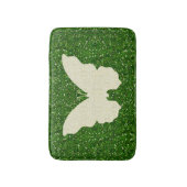 White Lace Butterfly on Green Glitter Bath Mat (Voorkant Verticaal)