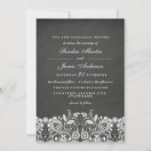 White Lace Chalkboard Huwelijksuitnodiging Kaart (Voorkant)
