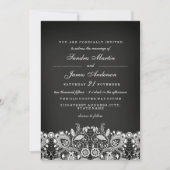 White Lace Chalkboard Wedding Invite Kaart (Voorkant)