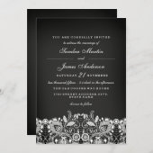 White Lace Chalkboard Wedding Invite Kaart (Voorkant / Achterkant)