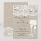 White Lace Champagne Brunch Invite Kaart (Voorkant / Achterkant)