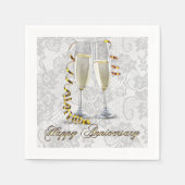 White Lace Champagne Flute Jubileum Napkins Servetten (Voorkant)