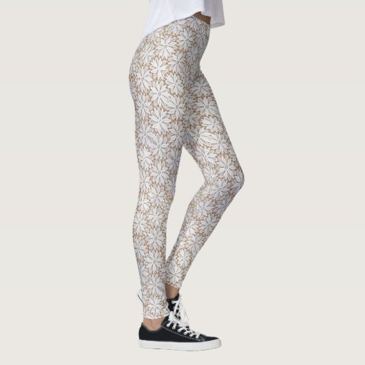 White Lace Daisy Comfortable Sexy Cute Hot Classy Leggings (Rechts)