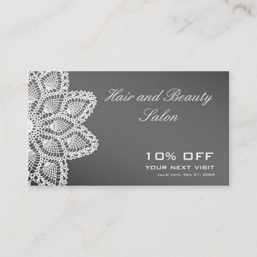 White Lace Discount Coupon - Hair and Beauty Salon (Voorkant)