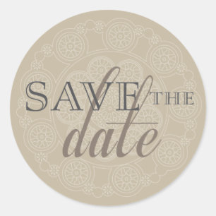 White Lace Doily Save the Date Wedding Stickers