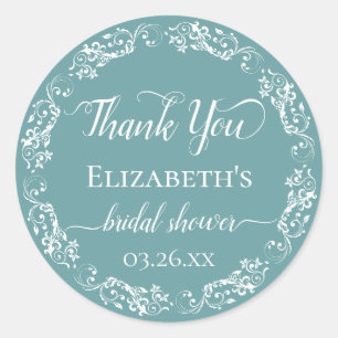 White Lace Elegant Blauwgroen Vrijgezellenfeest Be Ronde Sticker