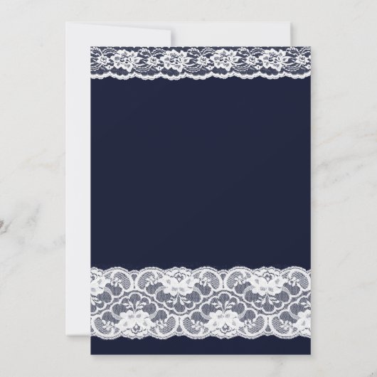 White Lace Elegant Navy Blue 50th Birthday Invite Kaart