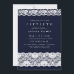 White Lace Elegant Navy Blue 50th Birthday Invite Kaart<br><div class="desc">White Lace Elegant Navy Blue 50th Birthday Invite Zie bijbehorend collectie in niche en nestwinkel</div>