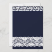 White Lace Elegant Navy Blue Sweet 16 Invite Kaart (Achterkant)