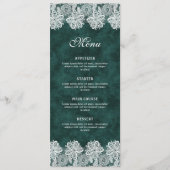 White Lace Emerald Green Faux Velvet Classic Menu (Voorkant)