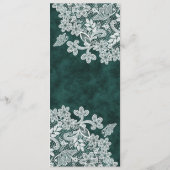 White Lace Emerald Green Faux Velvet Classic Menu (Achterkant)
