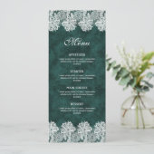 White Lace Emerald Green Faux Velvet Classic Menu (Staand voorkant)