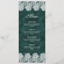 White Lace Emerald Green Faux Velvet Classic Menu