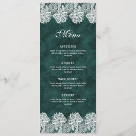 White Lace Emerald Green Faux Velvet Classic Menu