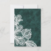 White Lace Emerald Green Velvet Wedding RSVP Kaart (Achterkant)