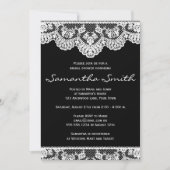White Lace en Black Vrijgezellenfeest Invite Kaart (Voorkant)