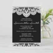 White Lace en Black Vrijgezellenfeest Invite Kaart (Staand voorkant)