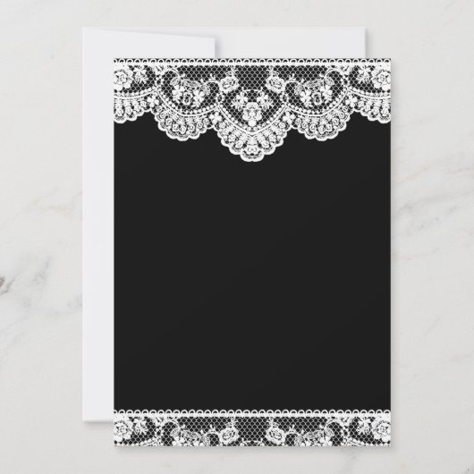 White Lace en Black Vrijgezellenfeest Invite Kaart (Achterkant)