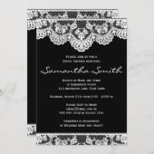 White Lace en Black Vrijgezellenfeest Invite Kaart (Voorkant / Achterkant)