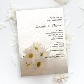 White Lace en Daisies Floral Wedding Kaart