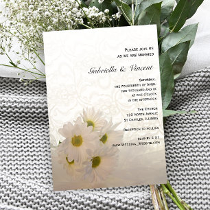 White Lace en Daisies Floral Wedding Kaart