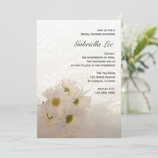 White Lace en Daisies Vrijgezellenfeest Kaart (Staand voorkant)