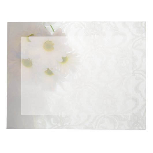 White Lace en Daisies Wedding Notitieblok (Voorkant)