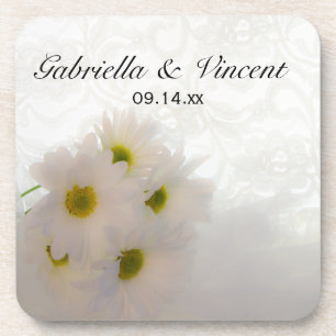 White Lace en Daisies Wedding Onderzetter