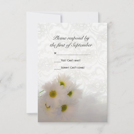 White Lace en Daisies Wedding RSVP (Voorkant)