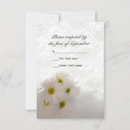 White Lace en Daisies Wedding RSVP Kaartje