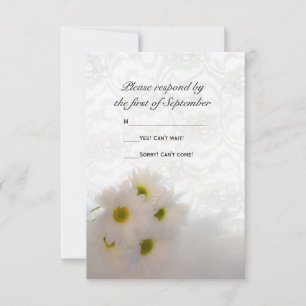 White Lace en Daisies Wedding RSVP Kaartje