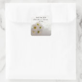 White Lace en Daisies Wedding Save the Date Vierkante Sticker (Tas)