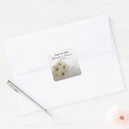 White Lace en Daisies Wedding Save the Date Vierkante Sticker