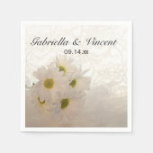 White Lace en Daisies Wedding Servet (Voorkant)