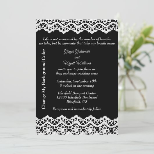 White Lace en Promises Wedding Kaart (Staand voorkant)