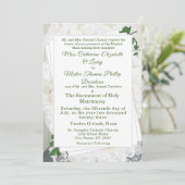 White Lace en Roos Leaves Wedding Invitation Kaart (Staand voorkant)