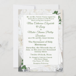 White Lace en Roos Leaves Wedding Invitation Kaart