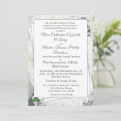 White Lace en Roos Leaves Wedding Invitation Kaart (Staand voorkant)
