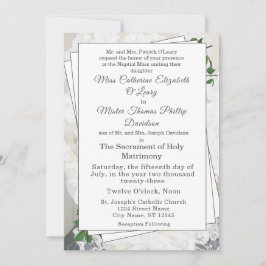 White Lace en Roos Leaves Wedding Invitation Kaart