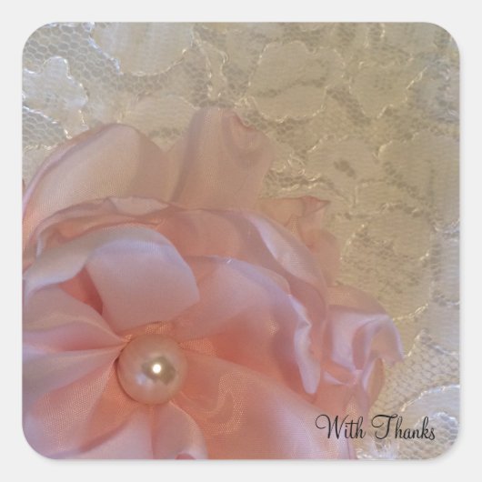 White Lace Floral bedankt Vierkante Sticker (Voorkant)
