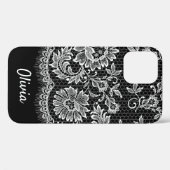 White Lace Fringe op Black Hoesje-Mate iPhone Case (Achterkant (horizontaal))