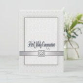 White Lace Girls First Commune Kaart (Staand voorkant)